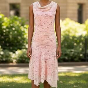 B.i.y.a.y.c.d.a. Vintage Asymetrical Slip Dress Women's 10 Dot Beige Pink